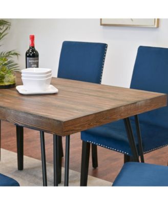 Ashzo 5-Pc Dining Set, Hairpin Dining Table with 4 Chairs, Blue