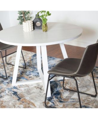 Varna 3-Pc Round Dining Set, Trestle Dining Table with 2 Chairs, Antique Gray