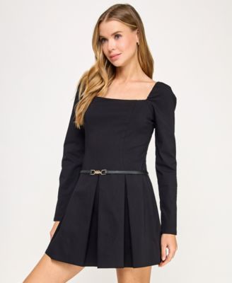 Juniors' Long Sleeve Square Neck Dress