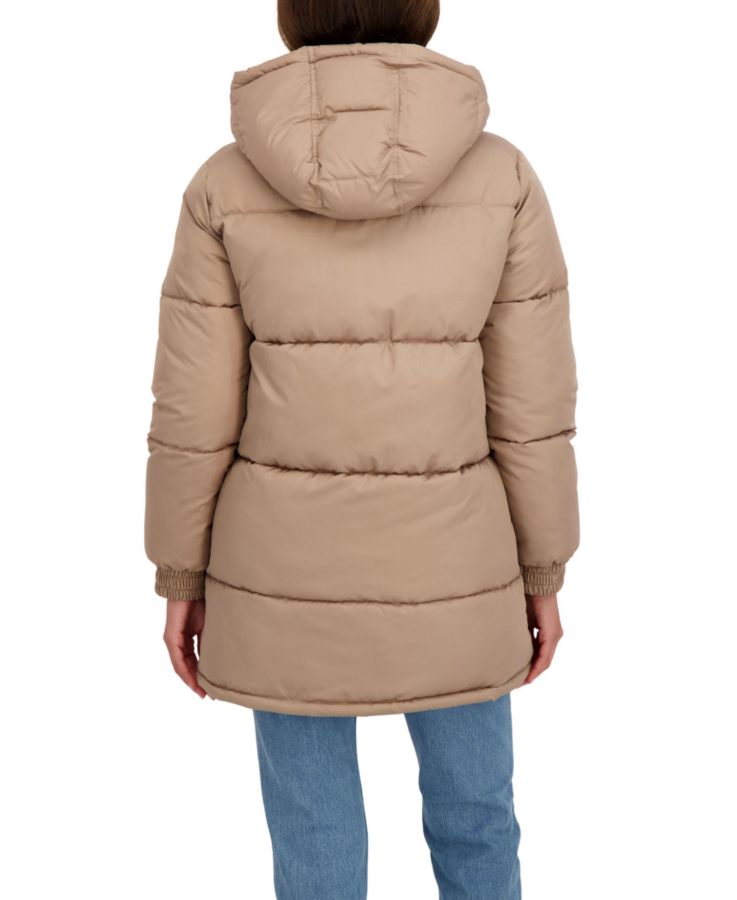 Женская куртка Sebby Juniors' Hooded 3/4 Puffer, цвет: Хаки — фото 2