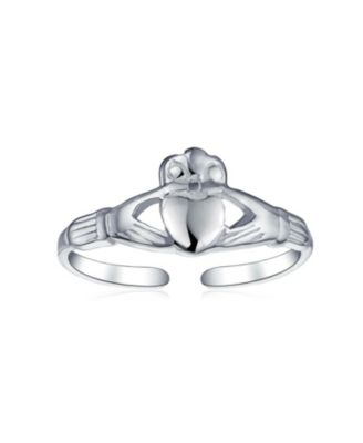 Set of 2 BFF Celtic Claddagh Heart & Trinity Knot Midi Toe Ring Sterling Silver