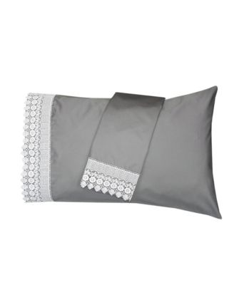 Embellished 4-Inch Lace Trim Pillowcases (Pair) Luxury 608 Thread Count - USA, Standard