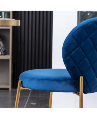 Amoa Contemporary 5-Pc Dining Set, White Round Dining Table with 4 Chairs, Blue