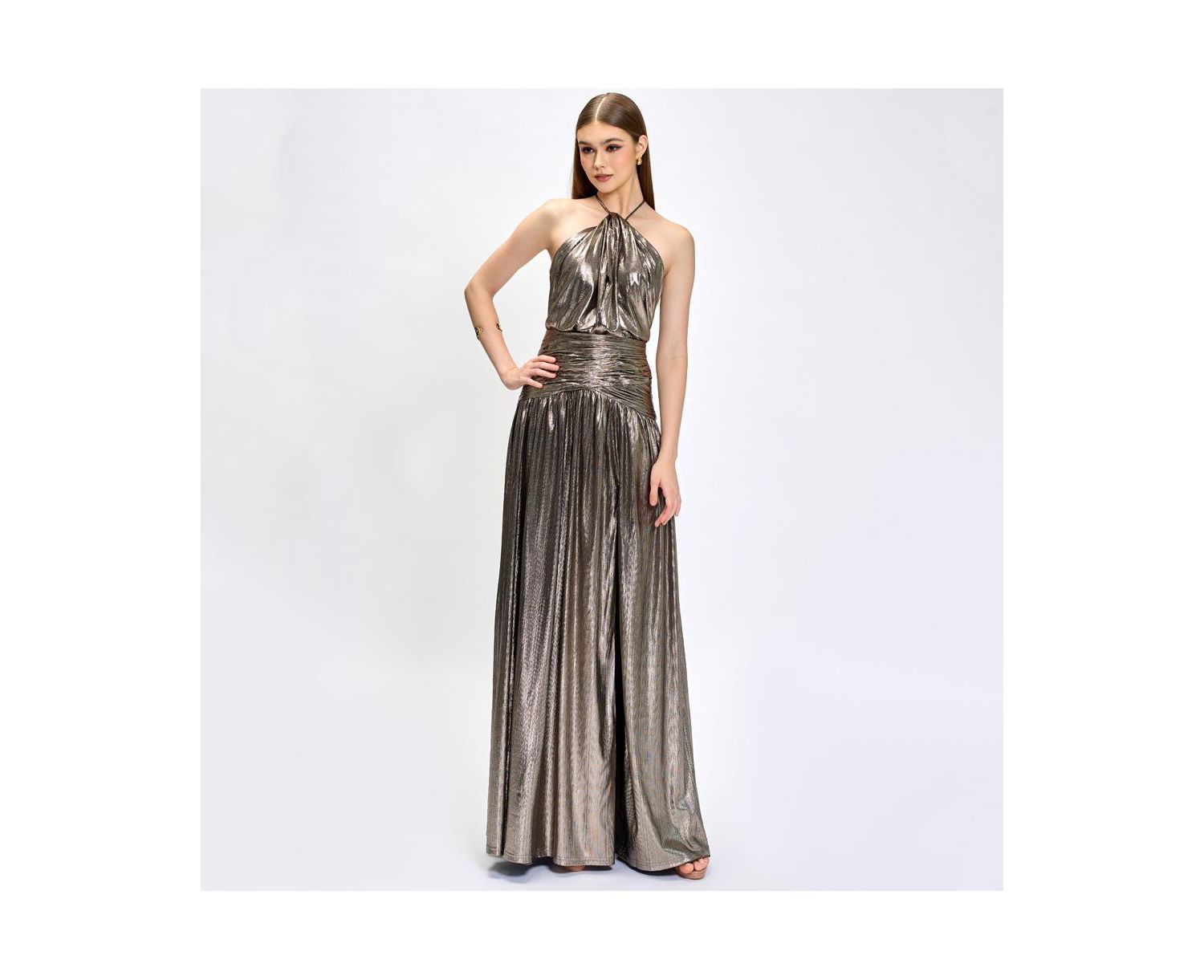 Women's Aisha Ruched High Neck Gown