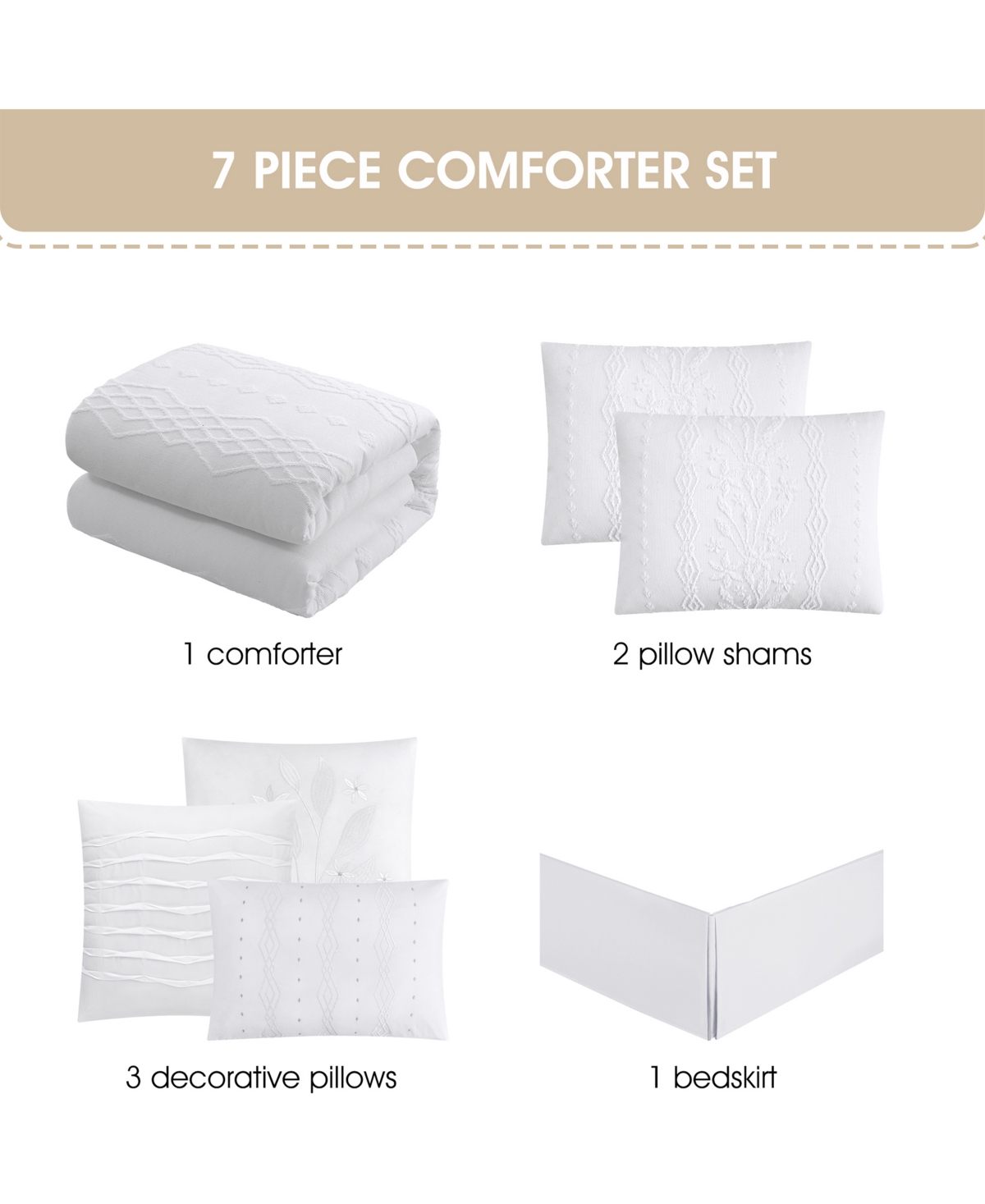 Stratford Park Lexia Leaves 7-pc. Comforter Set, California King In White