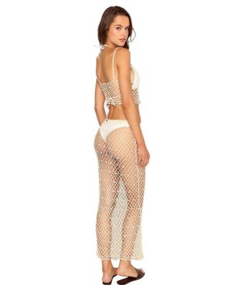 Women's Crochet Pearl Detail Cover Up Skirt