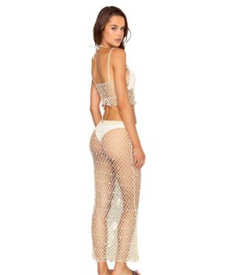 Women's Crochet Pearl Detail Cover Up Top