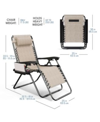 Outdoor Patio Zero Gravity Chairs Set of 4 - Reclining Lounge Chairs with Pillows & Cup Holders