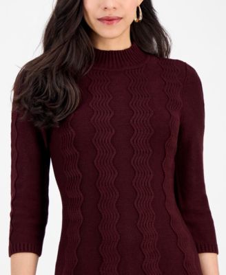 Petite Textured Mock Neck Sweater Dress