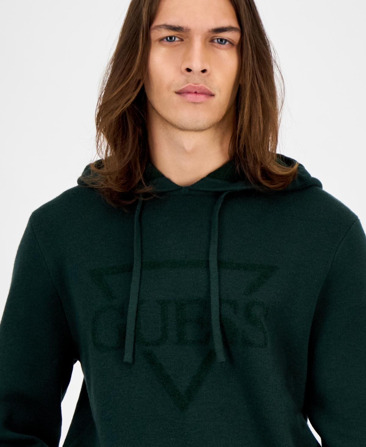 Guess Men's Joby Long Sleeve Fleece Logo Hoodie In Black