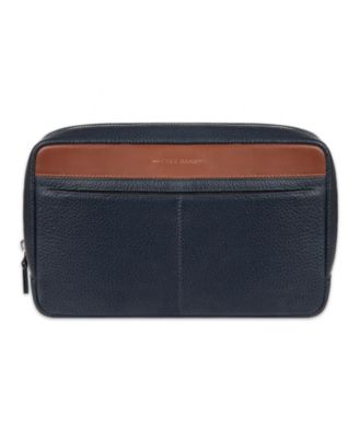 Men's Two Tone Top Zip Leather Toiletry Bag
