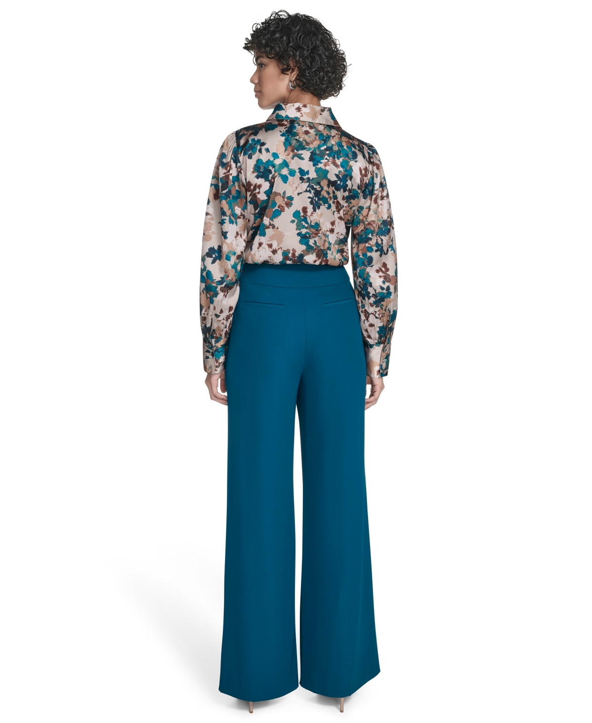 Calvin Klein Petite Printed Long Sleeves Top In Multi