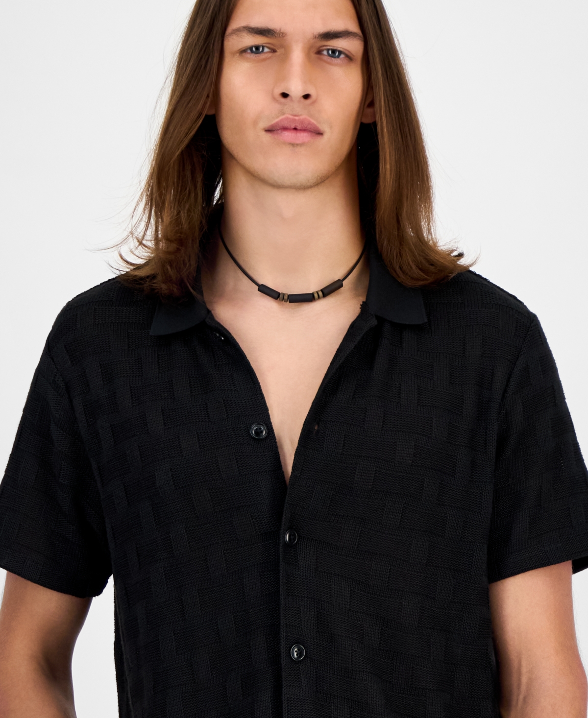 Guess Men's Idris Embroidered Patterned Shirt In Black