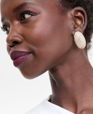 Pav&eacute; Oval Drop Earrings, Macy's Exclusive