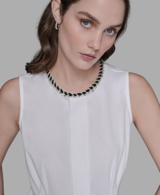 Women's Embellished Pleated Top