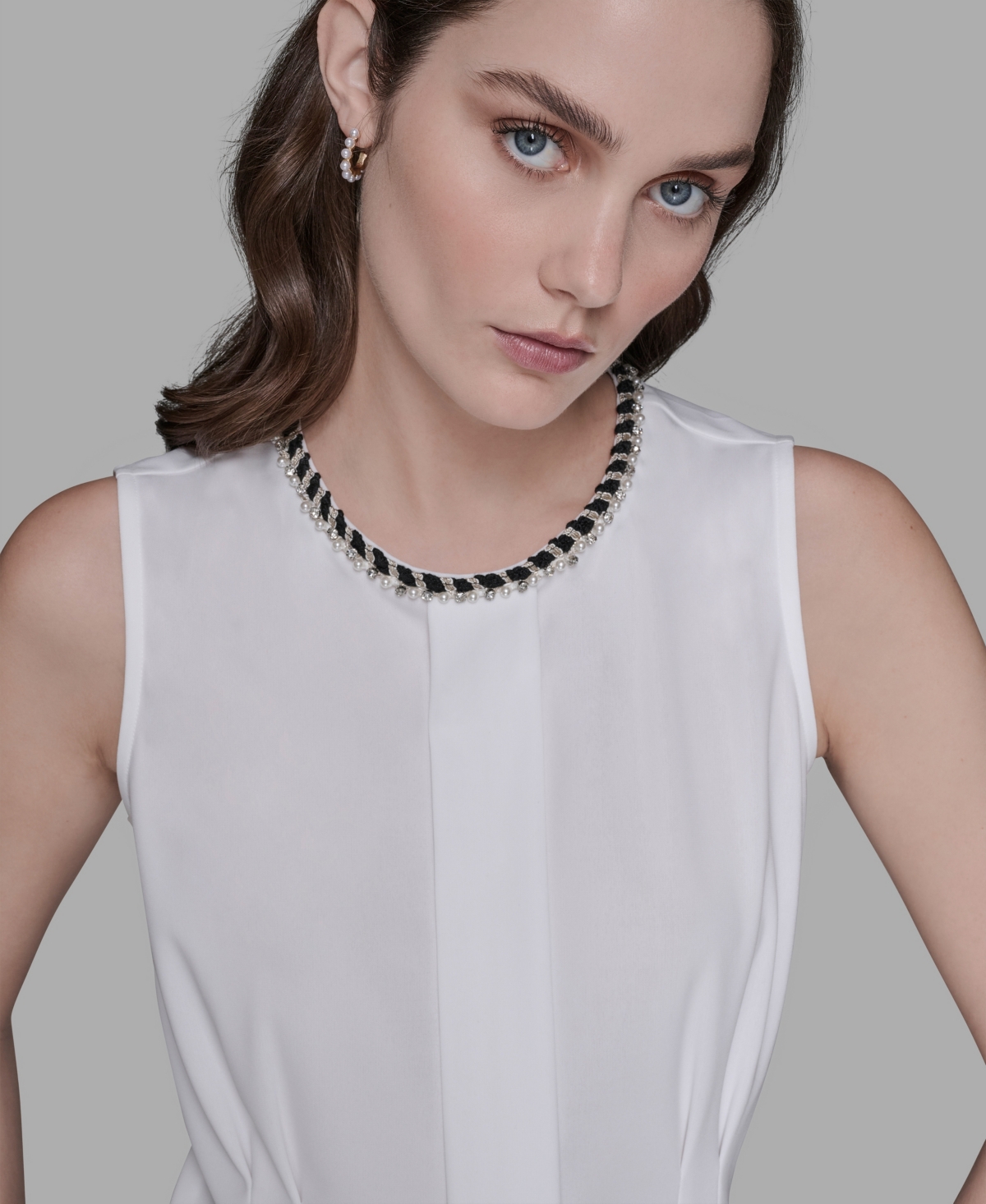 Karl Lagerfeld Paris Women's Embellished Pleated Top