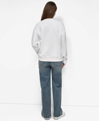 Women's Flocking Rhinestone Crew Neck Sweatshirt