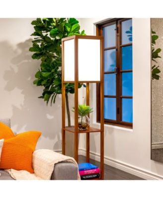 Maxwell 63" LED Shelf Column Floor Lamp with Lantern Shade