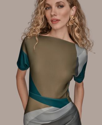 Petite Sheath Boatneck Midi Dress