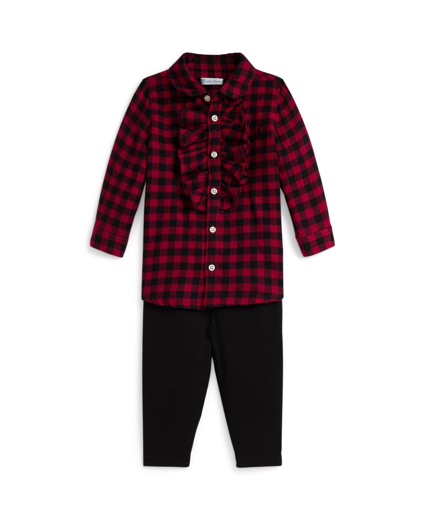 Комплект Polo Ralph Lauren Plaid Twill Shirt and Jersey Legging, 2-Piece Set для малышей, цвет: Разноцветный — фото 1