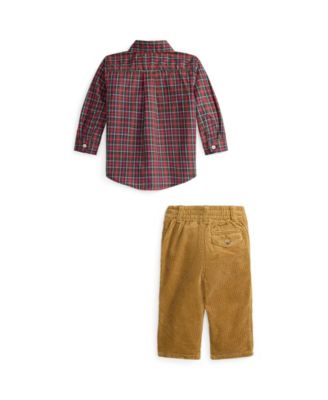Baby Boys' Plaid Cotton Shirt and Corduroy Pants, 2-Piece Set