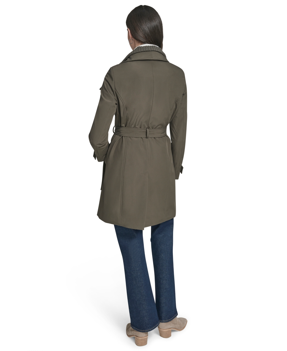 Calvin Klein Womens Belted Wrap Coat P Xxs Xxl In Gray