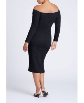 Women's Plus Size Off Shoulder Textured Dress