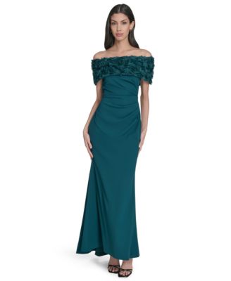 Eliza J - Women's Off-The-Shoulder Side-Ruched Gown