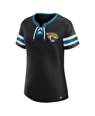 Women's Black Jacksonville Jaguars Lace-Up Bling T-Shirt