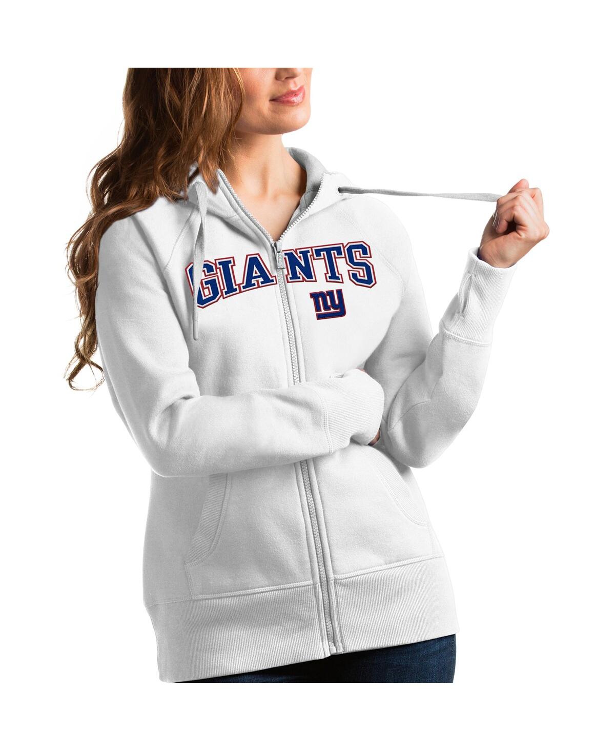Antigua Women's White New York Giants Wordmark Victory Full-zip Hoodie
