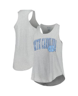 Profile - Women's Heather Gray North Carolina Tar Heels Arch Logo Racerback Scoop neck Tank Top