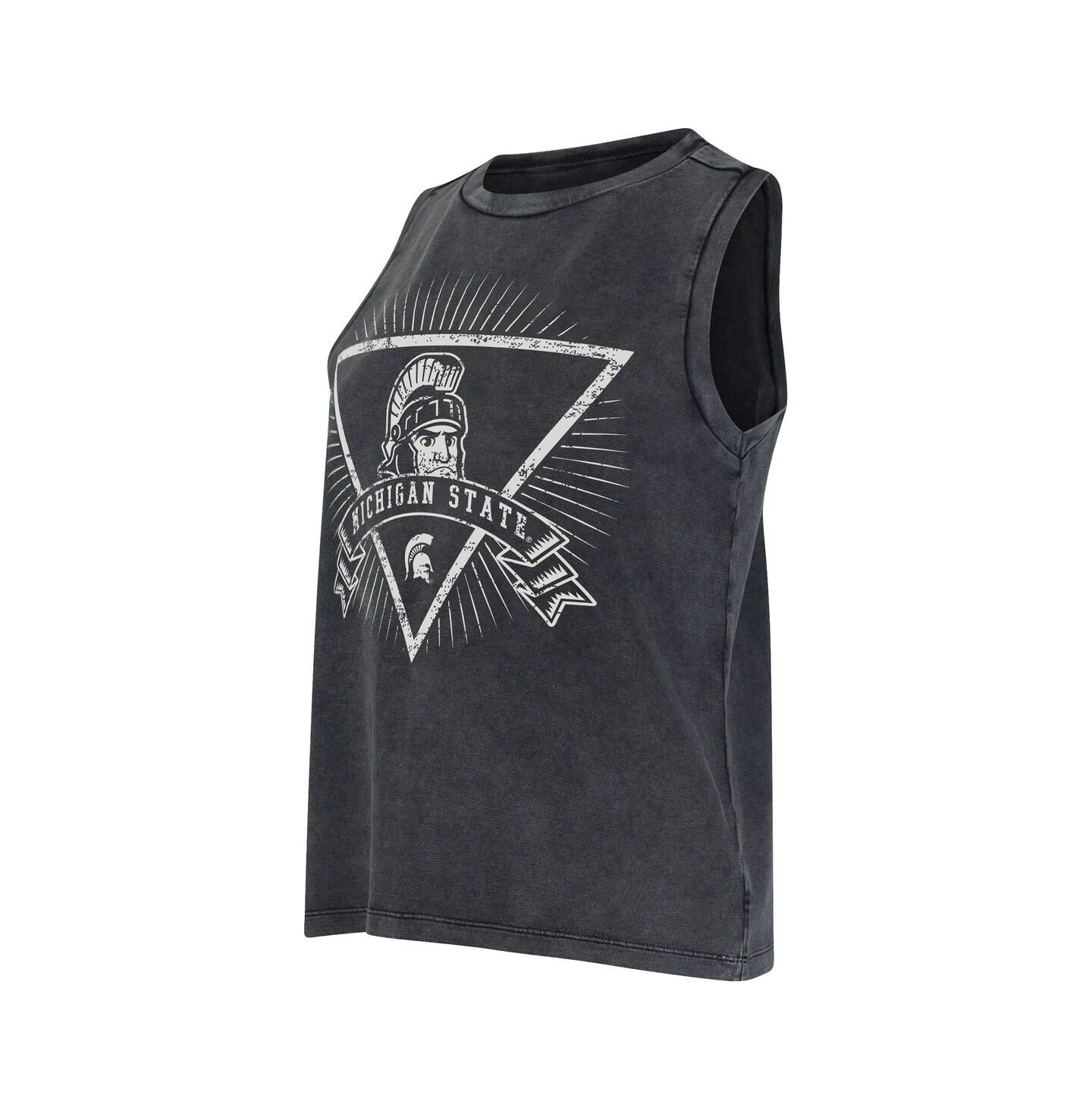 Женский топ Concepts Sport Charcoal Michigan State Spartans Distressed Market French Terry — фото 3