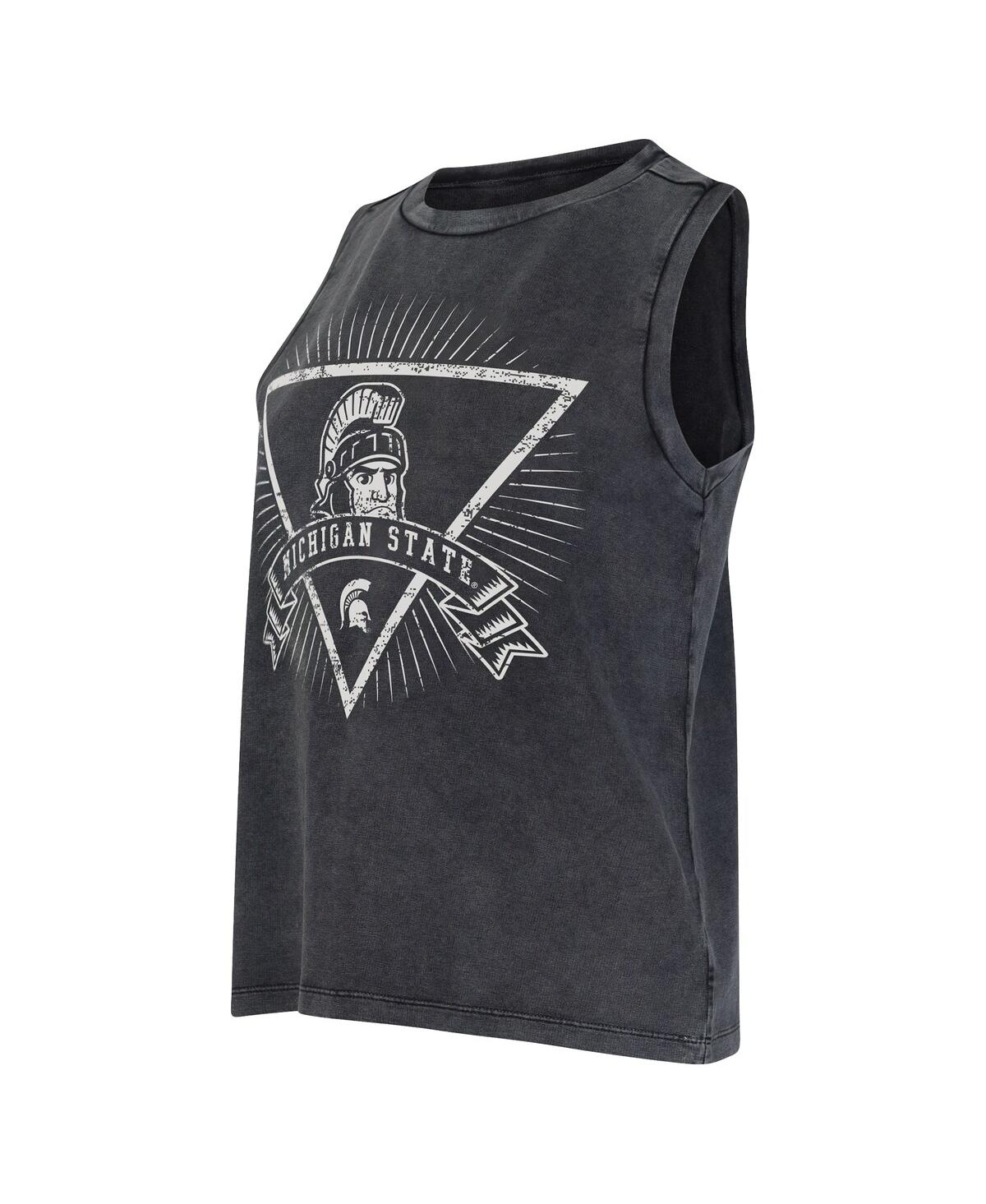 Concepts Sport Women's Charcoal Michigan State Spartans Distressed Market French Terry Tank Top In Black