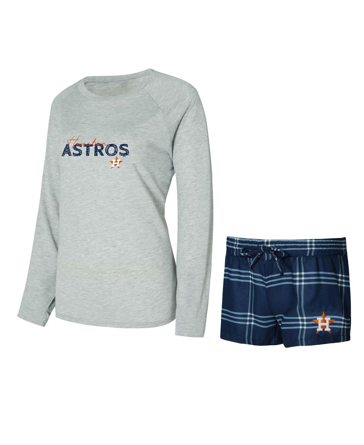 Concepts Sport Women's Houston Astros Petition Long Sleeve Top And Short Set In Multi