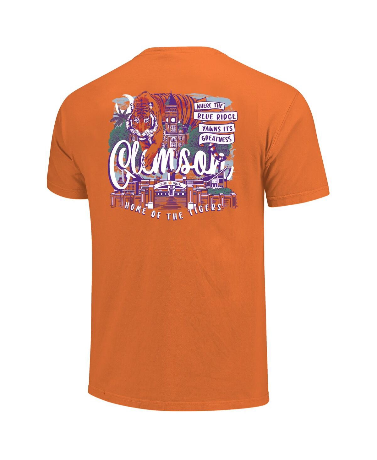 Image One Women's Orange Clemson Tigers Comfort Colors Campus Scene Drawing Script T-shirt In Orange
