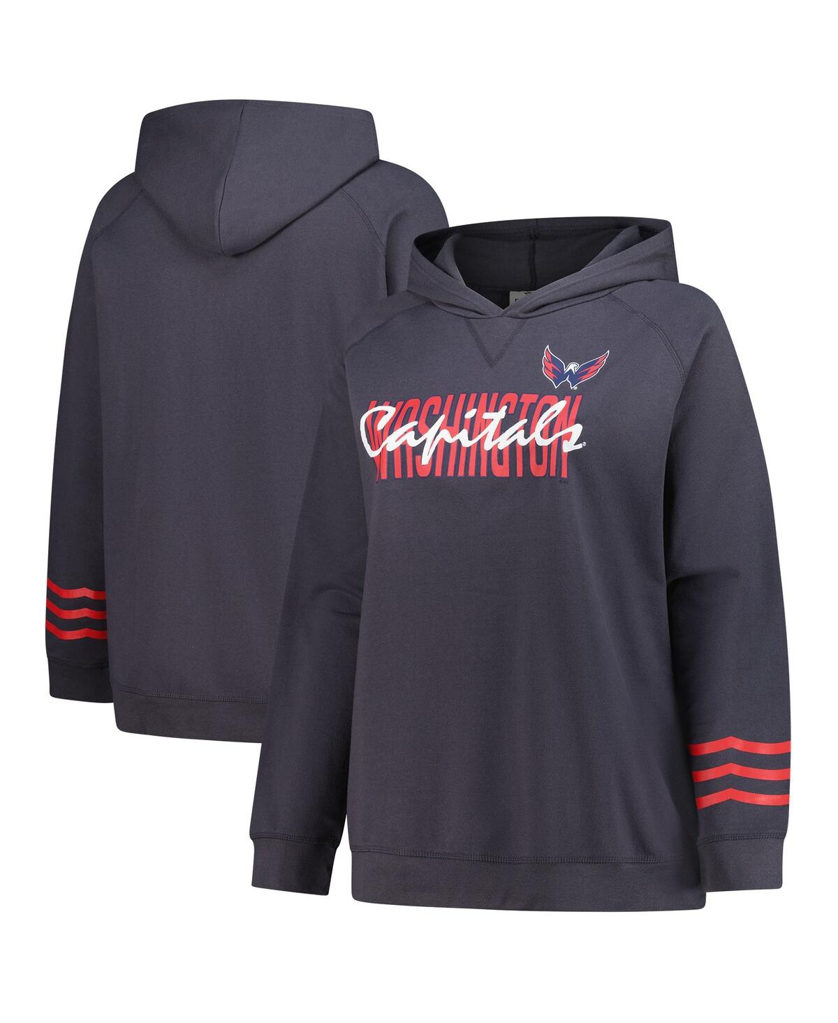 Fanatics Women's Charcoal Washington Capitals Plus Size Lightweight Fleece Raglan Pullover Hoodie In Gray