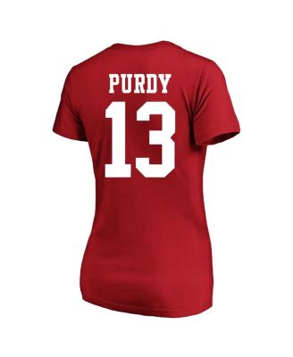 Women's Brock Purdy Scarlet San Francisco 49ers Plus Size Fair Catch Name Number Scoop Neck T-Shirt