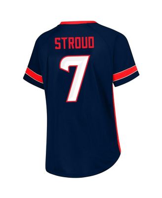 Women's C.J. Stroud Navy Houston Texans Plus Size Name Number Lace-Up T-Shirt