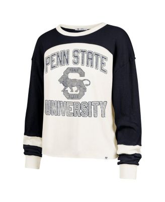 Women's Cream Penn State Nittany Lions Double Header Curve Raglan Long Sleeve T-Shirt