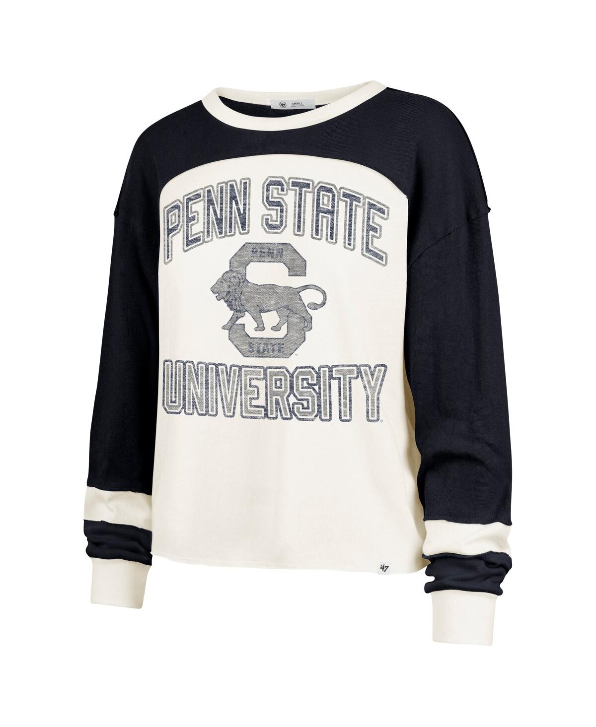 47 Brand Women's Cream Penn State Nittany Lions Double Header Curve Raglan Long Sleeve T-shirt In White