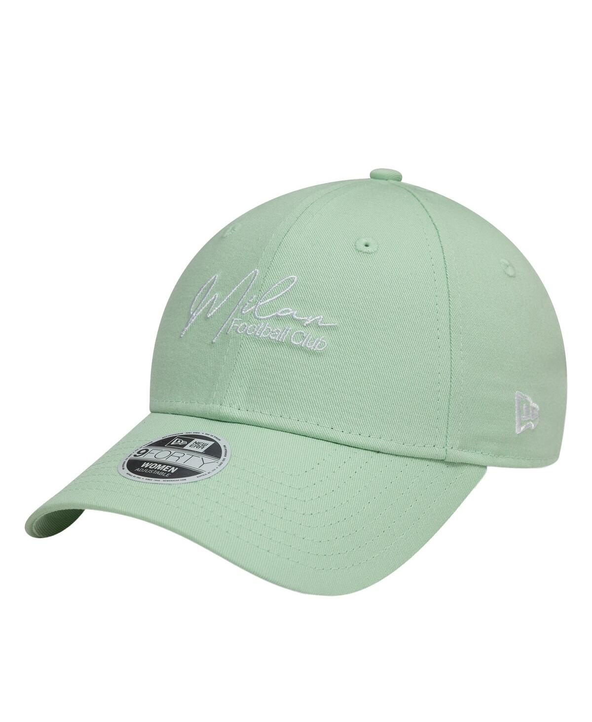 New Era Women's Light Green Ac Milan Script 9forty Adjustable Hat In Green