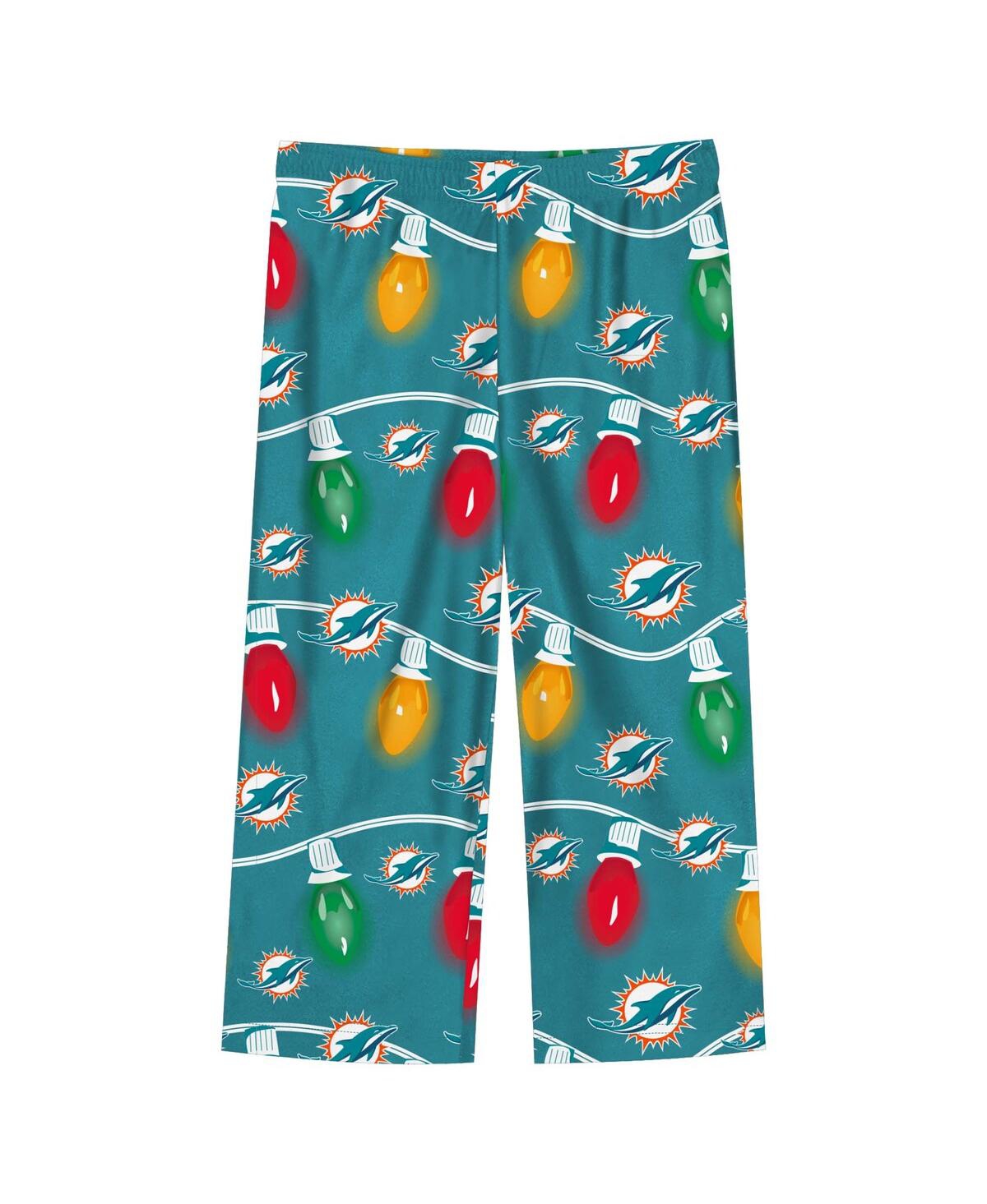 Outerstuff Toddler 2-piece Miami Dolphins Garland Holiday Long Sleeve Pajama Set In Green