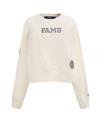 Women's Cream Florida A&M Rattlers French Terry Boxy Cropped Pullover Crewneck Top