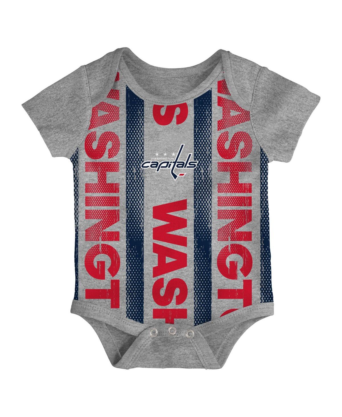 Outerstuff Newborn Washington Capitals Loyal Buddies Bodysuit Set, 3-pack In Red