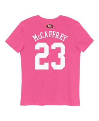 Big Girls Christian McCaffrey Pink San Francisco 49ers Player Name Number T-Shirt