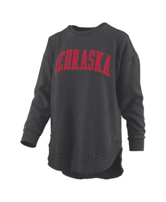 Women's Black Nebraska Huskers M&eacute;lange Poncho Vintage Fleece Long Sleeve Pullover Sweatshirt