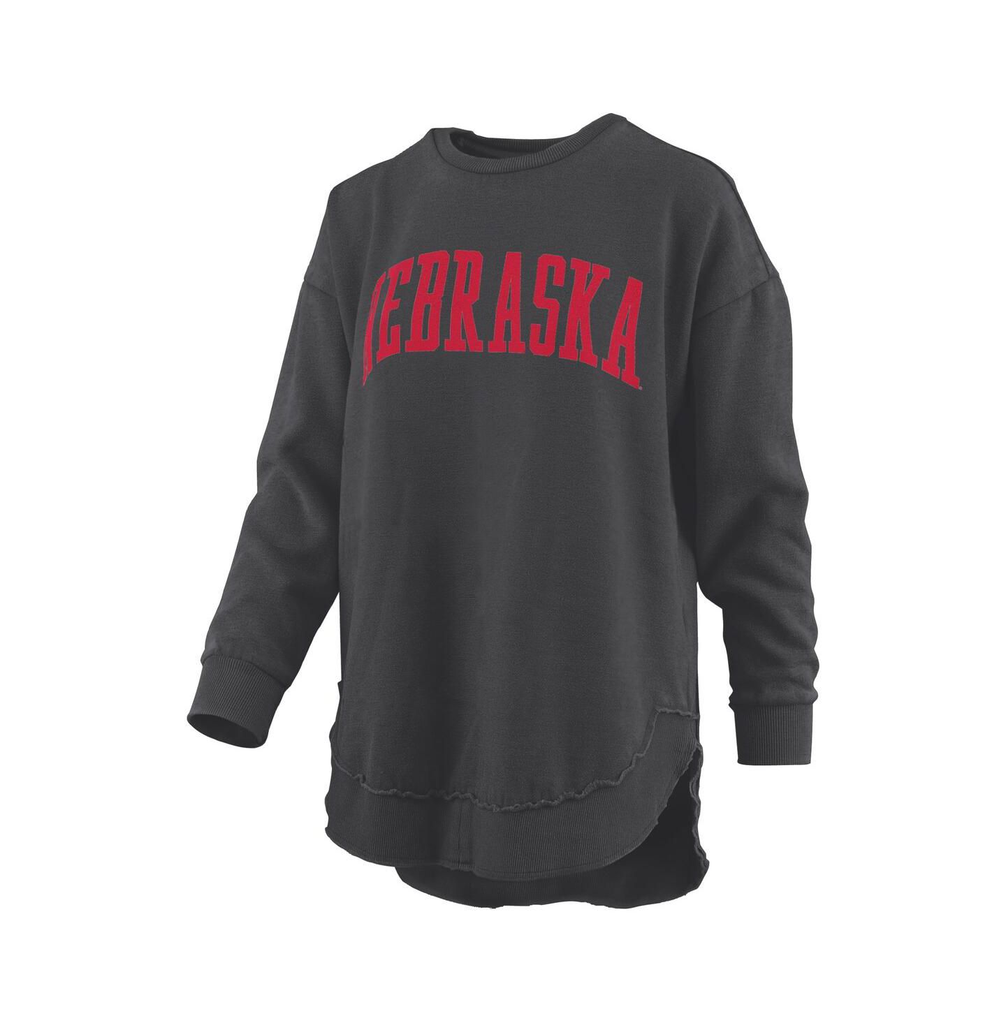 Женская толстовка Pressbox Black Nebraska Huskers Mélange Poncho Vintage Fleece Long Sleeve Pullover — фото 2