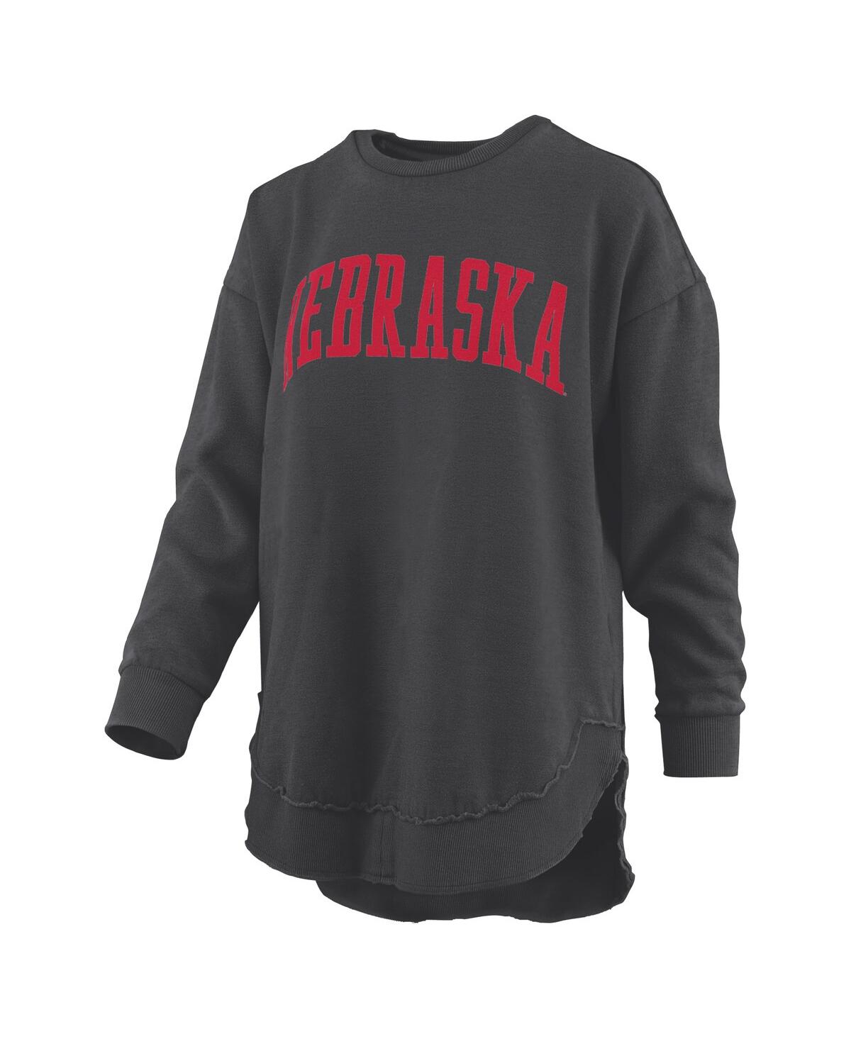 Pressbox Black Georgia Bulldogs Melange Poncho Vintage Fleece Long Sleeve Pullover Sweatshirt In Black
