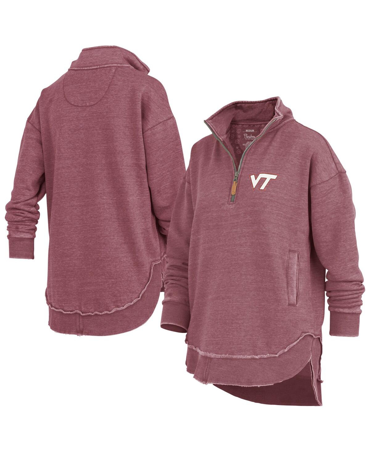Pressbox Women's Maroon Virginia Tech Hokies Northfork Sojourn Poncho Quarter-zip Sweatshirt In Burgundy