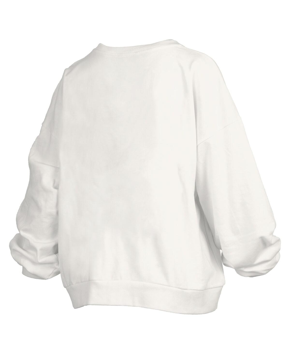 Pressbox White Georgia Tech Yellow Jackets Oversized Janice Retro Waist-length Pullover Sweatshirt In White